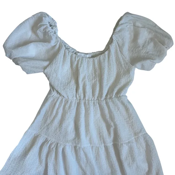 ASTR The‎ Label White Textured Puff Sleeve Tiered Midi Dress ADR100877 Womens XS - Image 11