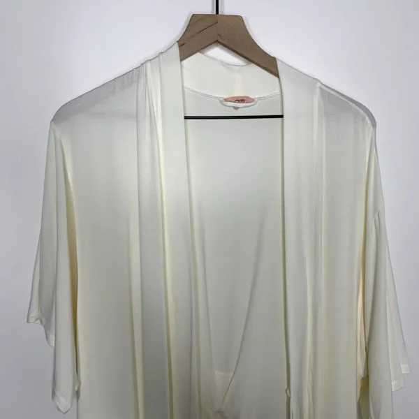 Eberjey Rosalia Tencel Modal Ivory Robe Lace Tie Womens Small - Image 7