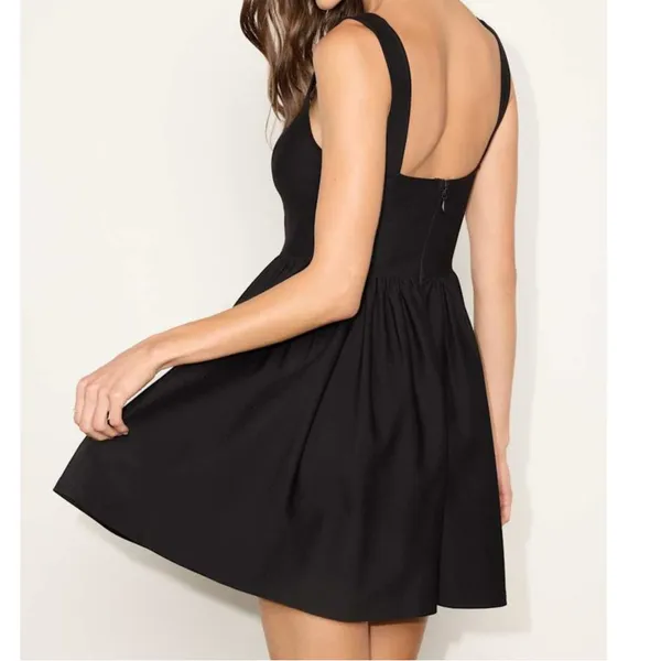 NEW Lulus Gazelle Black Ponte Knit Square Neck Princess Skater Mini Dress XS - Image 5