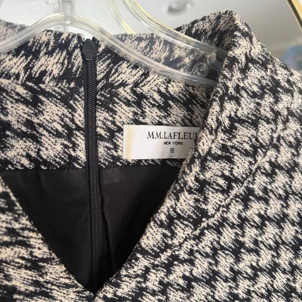 MM.LaFleur Aditi 2.0 Black Ivory Houndstooth Sheath Dress Size‎ 12 - Image 5