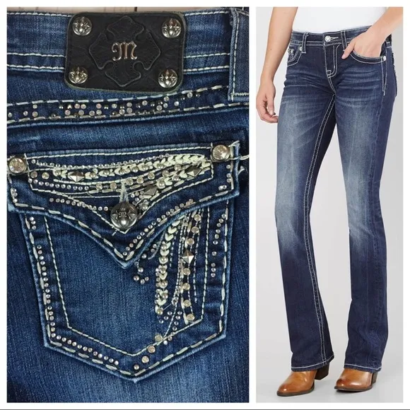 Miss Me Easy Boot Embellished Jeans Size 27 - Image 2
