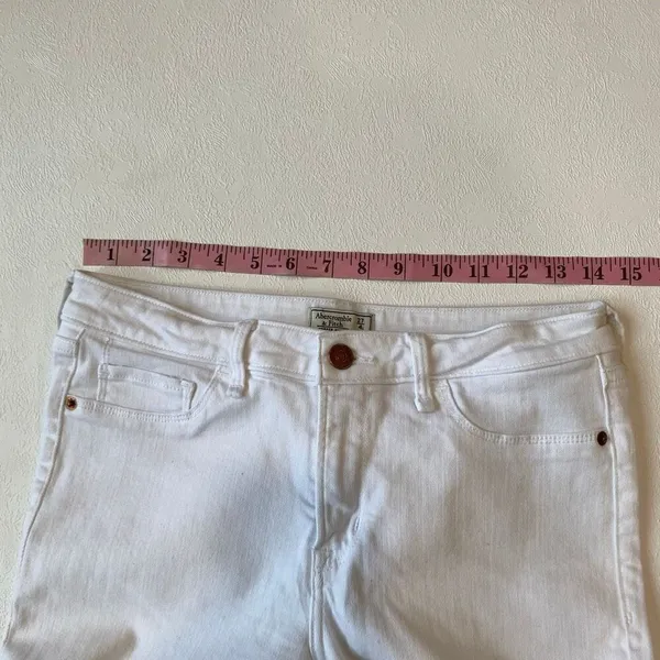 Abercrombie White Jeans 27L Harper Ankle High Rise Raw Hem - Image 5