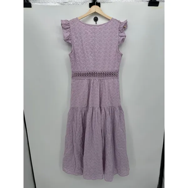 Miami Womens Lavender Purple Maxi Dress Size L‎ NWT Button Down Eyelet Coquette - Image 2