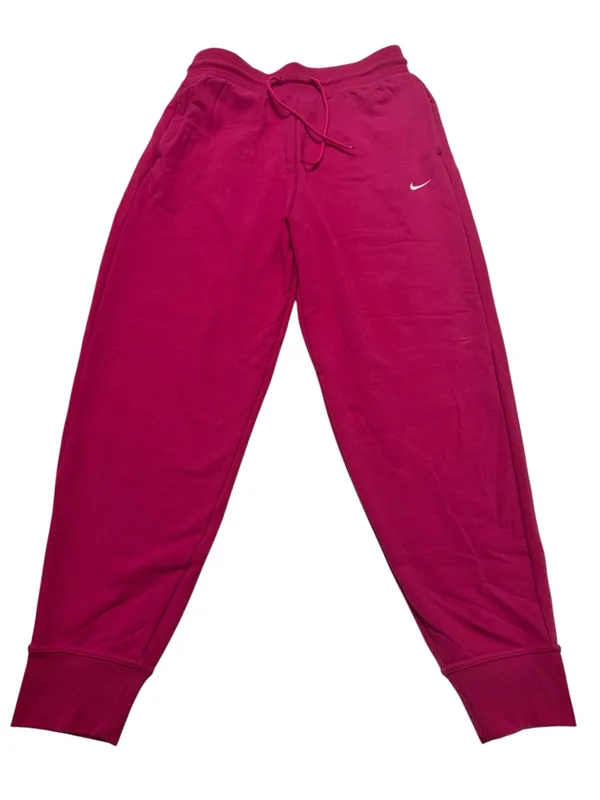 Nike Raspberry Pink Fleece Joggers with White Swoosh - Image 2