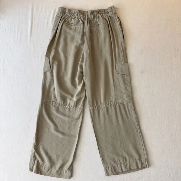 MNG Mango Cargo Pants Woman 6 Beige Wide Leg Lightweight Utility Casual Trousers - Image 2