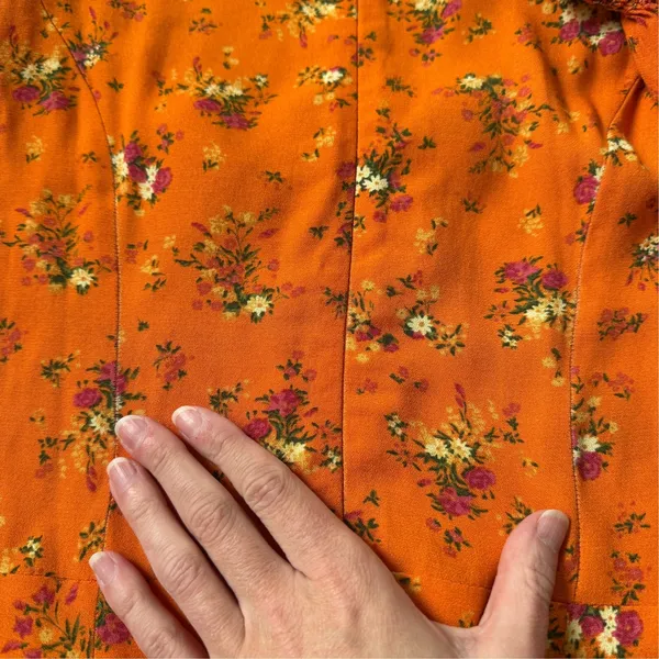Reformation Lacey Dress Orange Floral Midi - Image 7