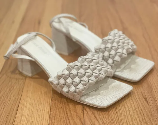 Natural Woven Block Heels Size 9 - Image 8