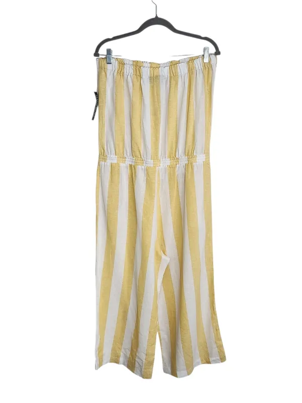 Soho by New York & Company Yellow Stripe Strapless Jumpsuit Size Large NWT - Image 2
