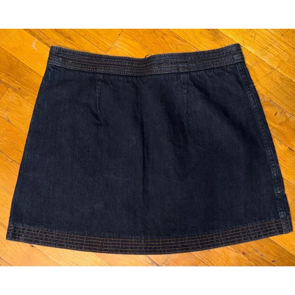 Abercrombie & Fitch Denim Mini Skirt Size 6 Dark Wash Zip Front Cotton Jean Y2K - Image 9