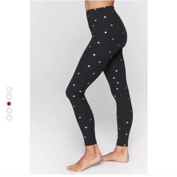 SPIRITUAL GANGSTER Black Leggings with Gold Stars Size Small - Image 4