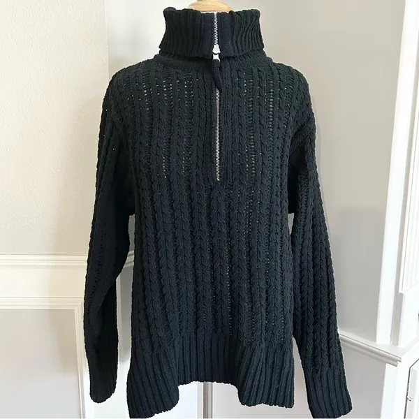 Aerie Oversized Cableknit Quarter Zip Pull Over NWT - Image 2