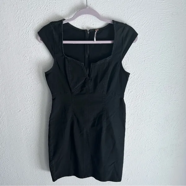 Free People Lia Denim Bodycon Dress Black Sz Small Western Coastal Cowgirl - Image 3