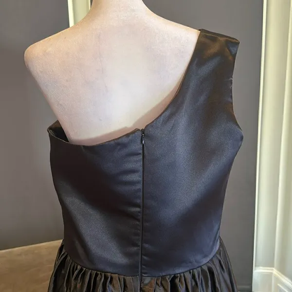 Women’s Black Satin One Shoulder Prom Party Formal Dress with Leg Slit Size 16 - Image 5