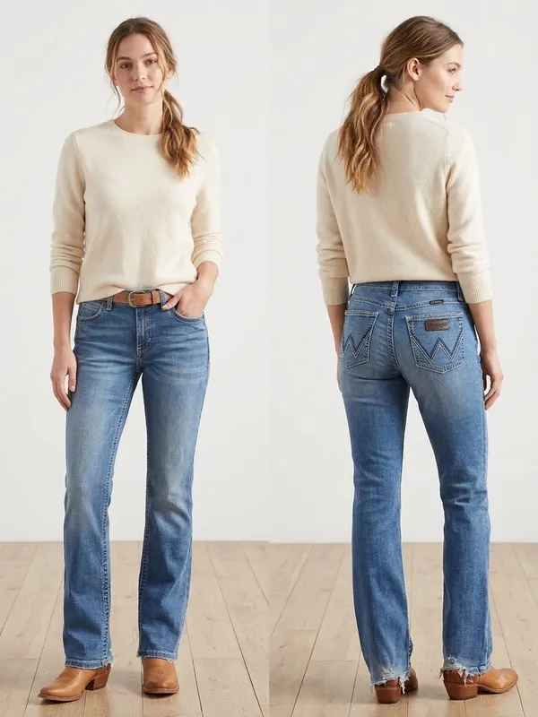 Wrangler Willow Ultimate Riding Jean Mid Rise Bootcut Embroidered Whiskered 34 - Image 2