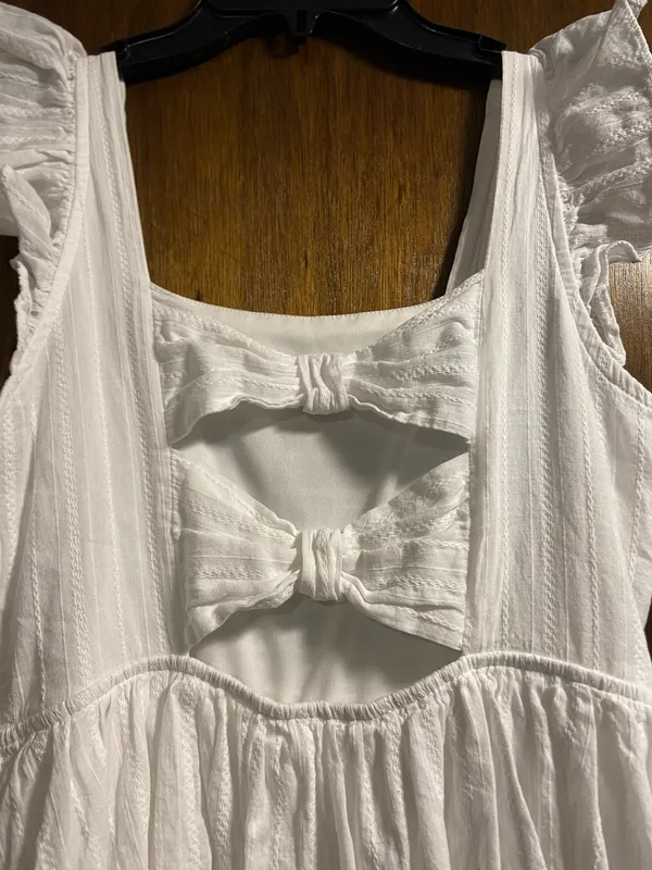 Francesca's White Ruffle Mini Dress With Bows - Image 4