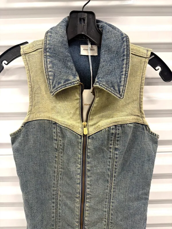 Abrand Roxie Denim Mini Dress Tint Dark Blue Womens Size Small - Image 5