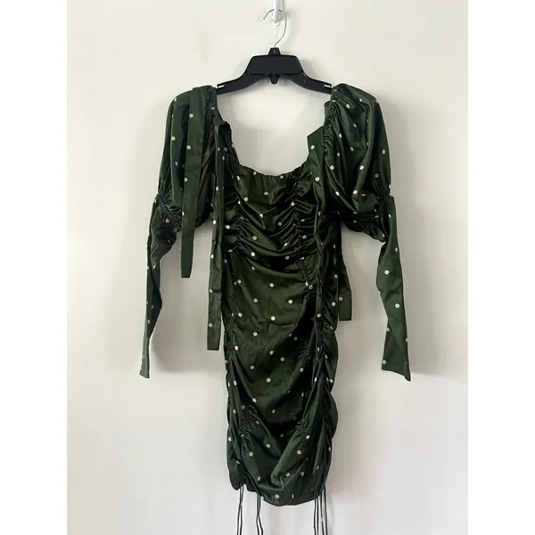For Love & Lemons Davies Green Polka Dot Puff Sleeve Ruffle Mini Dress Size XS - Image 3
