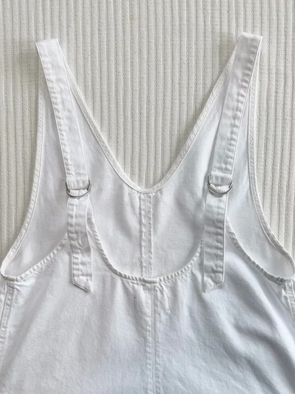 Free People High Roller Shortalls in Optic White Cotton - Image 7