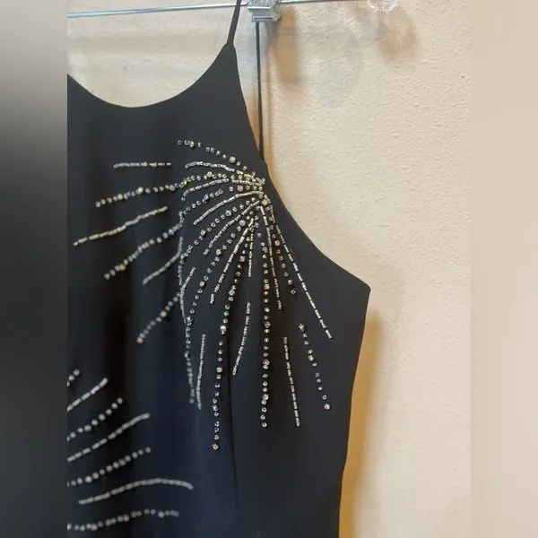 Vintage 90s May Queen Black Sequin Maxi Dress Formal Prom Evening Size 8 - Image 6
