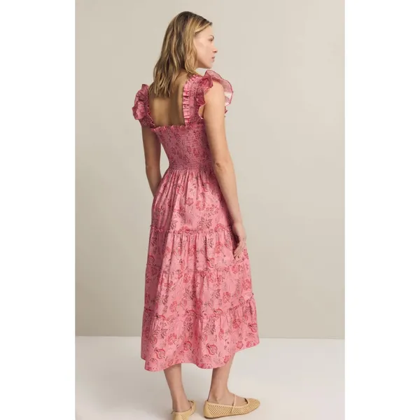 Hill House Ellie Nap Dress Red Pink Floral Print Size S Cotton C6 - Image 2