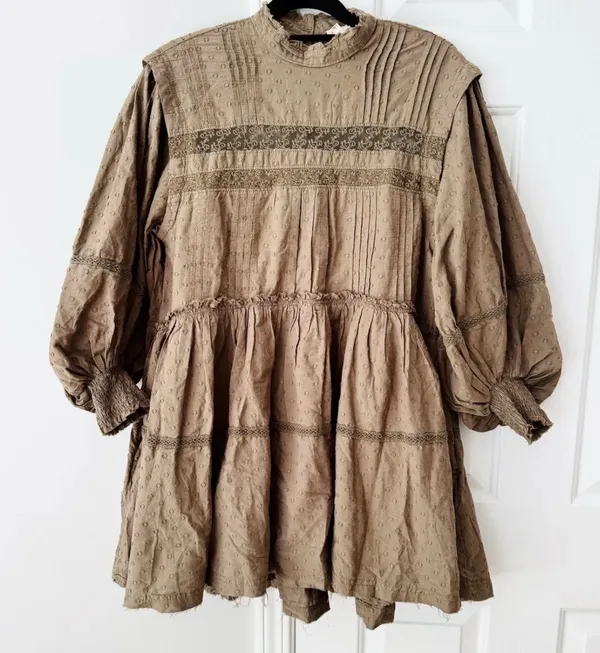 Anthropologie Pilcro Mock-Neck Swing Mini Dress, Size L - Image 9