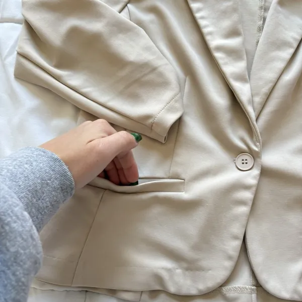Womens Blazer Size Small Beige‎ Officechic Corpcore City Workwear Classic - Image 3