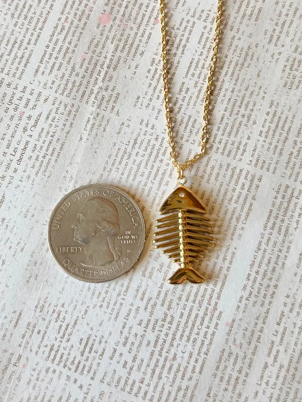 Handmade gold tone stainless steel fish necklace 🐟🌀 - Image 6
