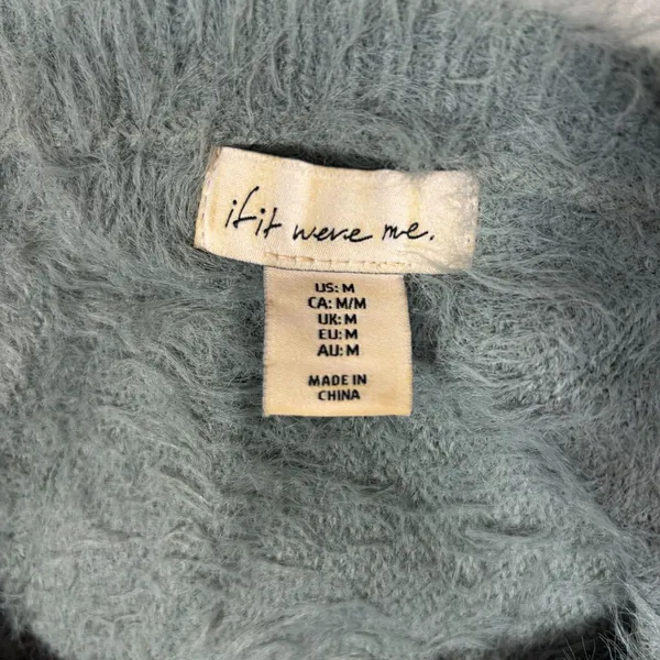 Anthropologie If It Were Me Women's Sweater Sage Green Fuzzy‎ Soft Girl Size M - Image 5
