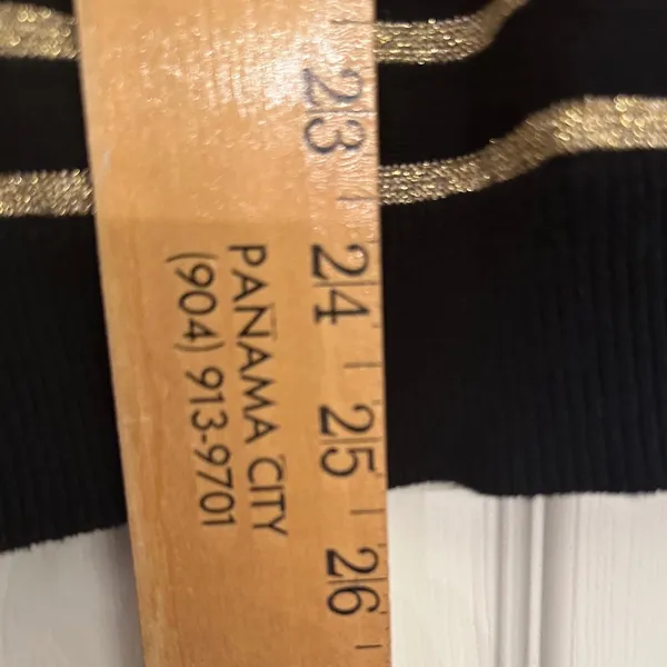 Lauren Ralph Lauren Black Gold Metallic‎ Striped Turtleneck Sweater Womens Sz S - Image 7