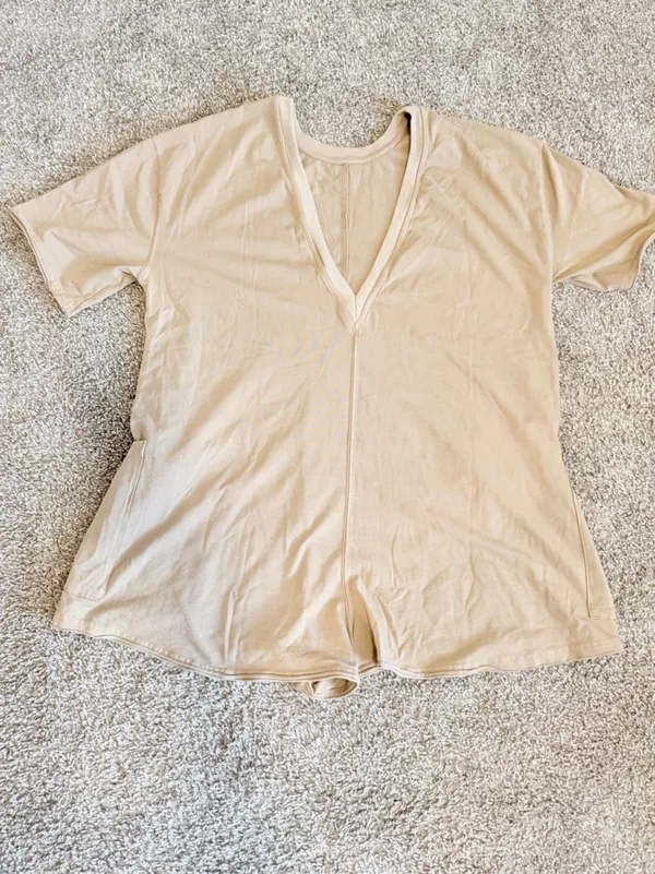 Fp Movement Hot Shot Tee Romper Onesie Oversized Size Small Mocha Latte Nwot - Image 5
