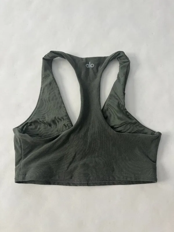 Alo Yoga Olive Green Soft V Neck Unpadded Racerback Sports Bra S $78 - Image 3