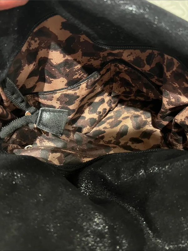 Black suede and gold over the shoulder bag - Image 3