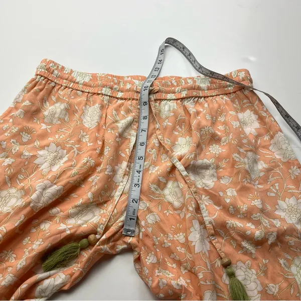 World Market Peach Green Floral Print Pajama Pants Womens Size‎ Small Pull On - Image 8