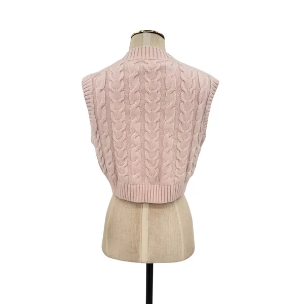 Aritzia Sunday Best Winston Cable Knit Sweater Vest Blush Pink Size XS - Image 3