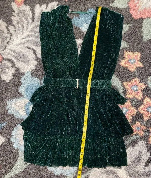 Metallic Tiered Dress size medium Green - Image 5