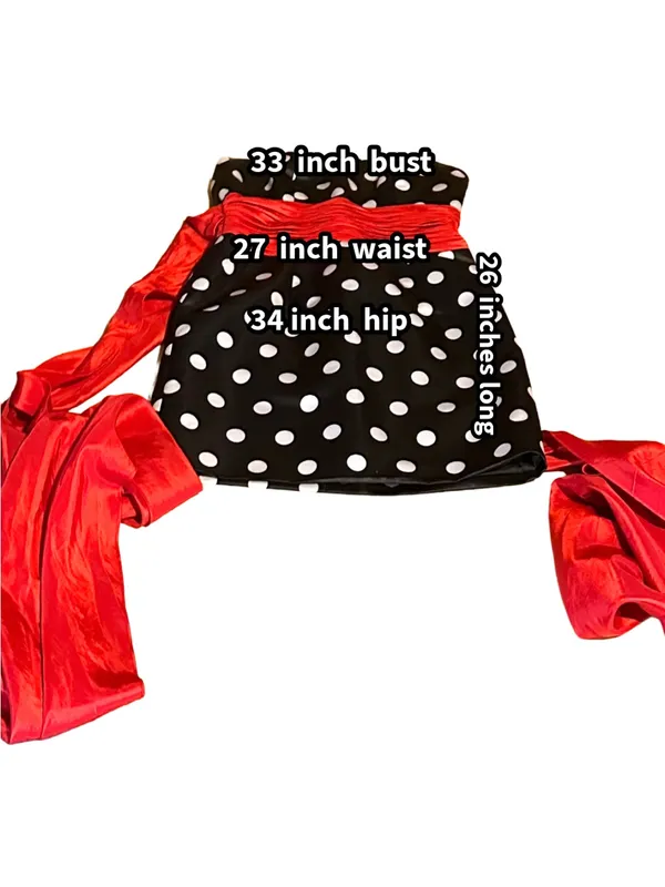 Sherri Hill Black W/White Polka Dots And Over-Sized Red Sash Mini Dress (6) - Image 11