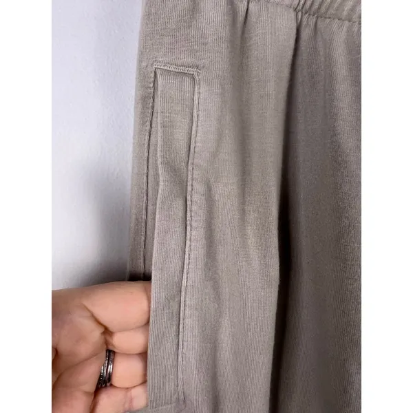 Skims Lounge Pants Womens Large Taupe Soft Wide Leg Drawstring Stretch 30” - Image 2