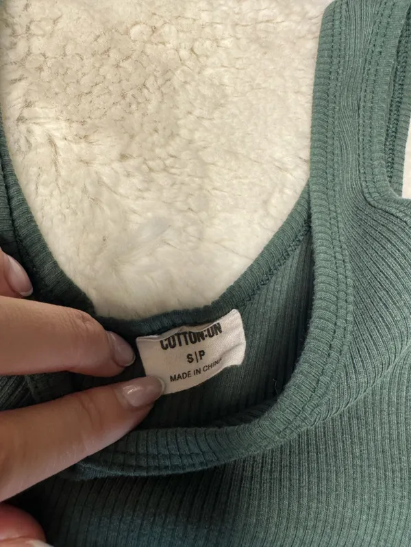 Cotton On Dark Green Ribbed Cropped Tank - Image 3
