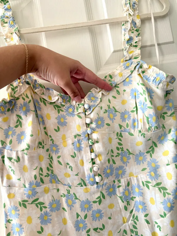 BNWT ZARA Pastel Floral Satin Sweetheart Ruffle Strap Mini Dress - Image 5