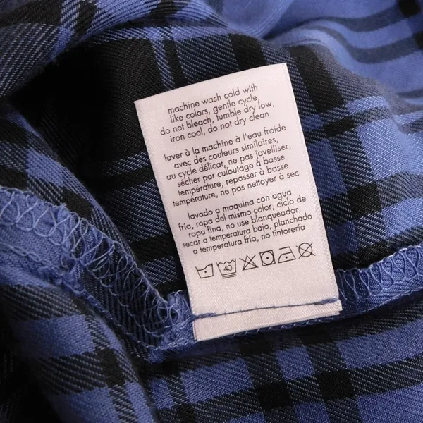 NWT!! WEWOREWHAT Boyfriend Shirt Plaid Navy Blue Collared Oversized Small Medium - Image 13
