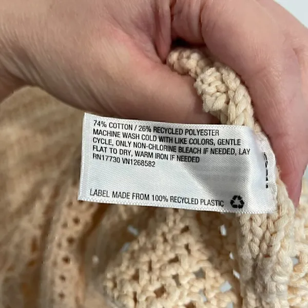 UNIVERSAL THREAD Cream Beige Mixed Knit Crochet Open Weave Crew Neck Sweater S - Image 9