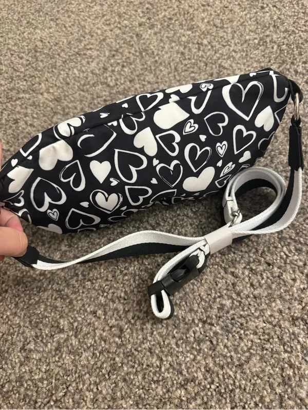 Brighton LOVE Black and White Heart Print Crossbody Belt Bag - Image 3