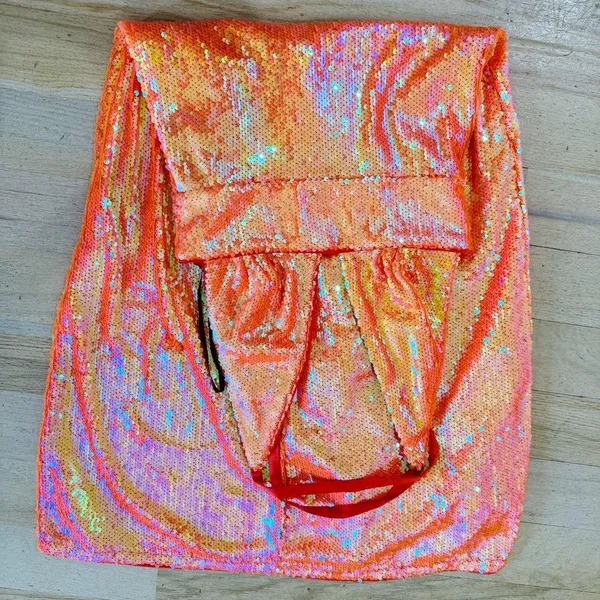 Song of Style cross back orange sequin midi dress NWT - Image 13