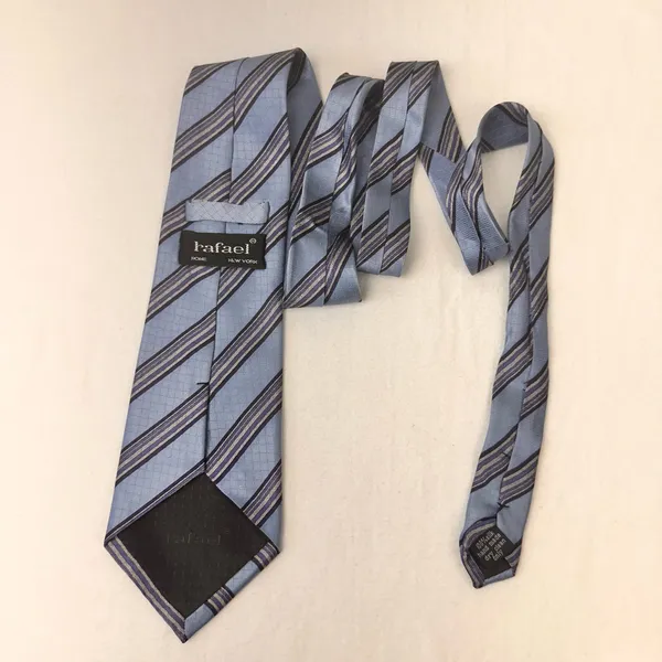 Vintage Rafael Men's Tie Blue Multicolor Stripes Silk Necktie Office Italy Class - Image 5