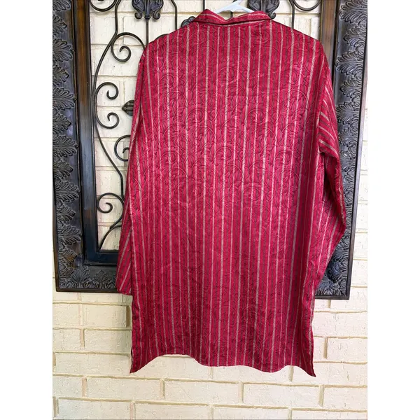 Vintage 90s Victoria Secret Nightshirt Nightgown Button Up Satin Red Gold Sz M - Image 6