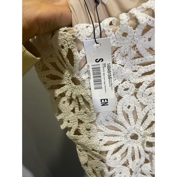 Steve Madden‎ Daisy Mini Dress Womens 10 White Crochet Floral Boho Bridal Party - Image 5