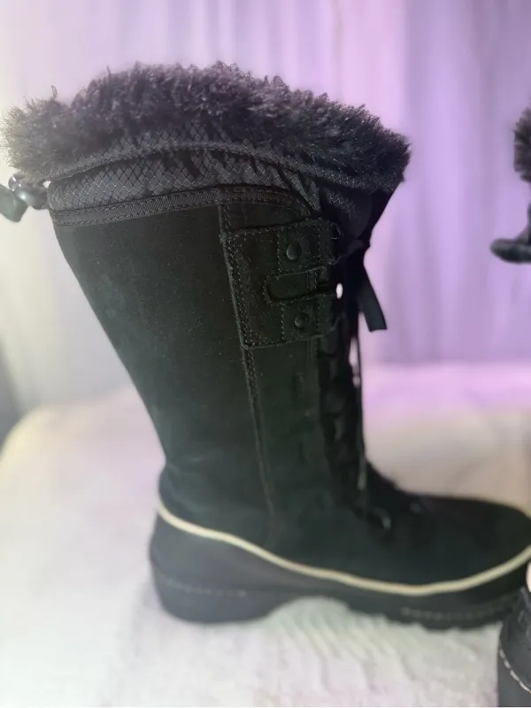 Sorel Black Lace-Up Women's Winter Tall Boot with Faux-Fur Trim - Image 9