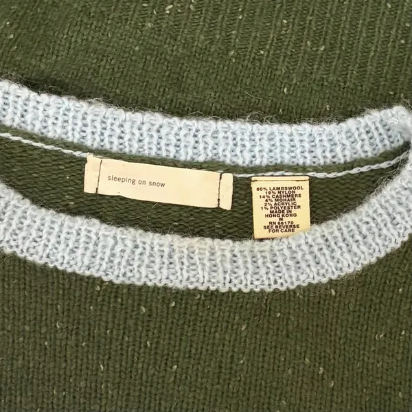 Anthropologie SLEEPING ON SNOW Green Cashmere Wool Button Sweater Knit Small - Image 10