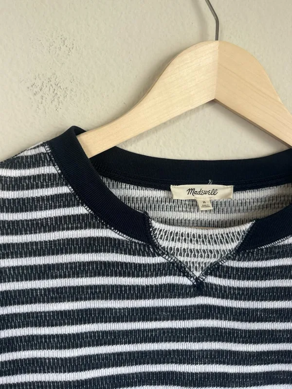 Madewell Relaxed Long Sleeve Crewneck Sweatshirt Tee in Stripe - Image 4