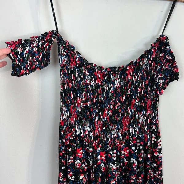 Lulu's‎ Maxi Dress XL Black Floral Off the Shoulder Maxi Side Slits Romantic New - Image 2